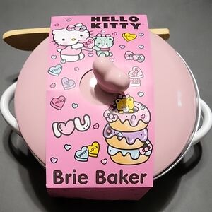 Hello Kitty Pink and White Brie Baker with Adorable Sweethearts Design.